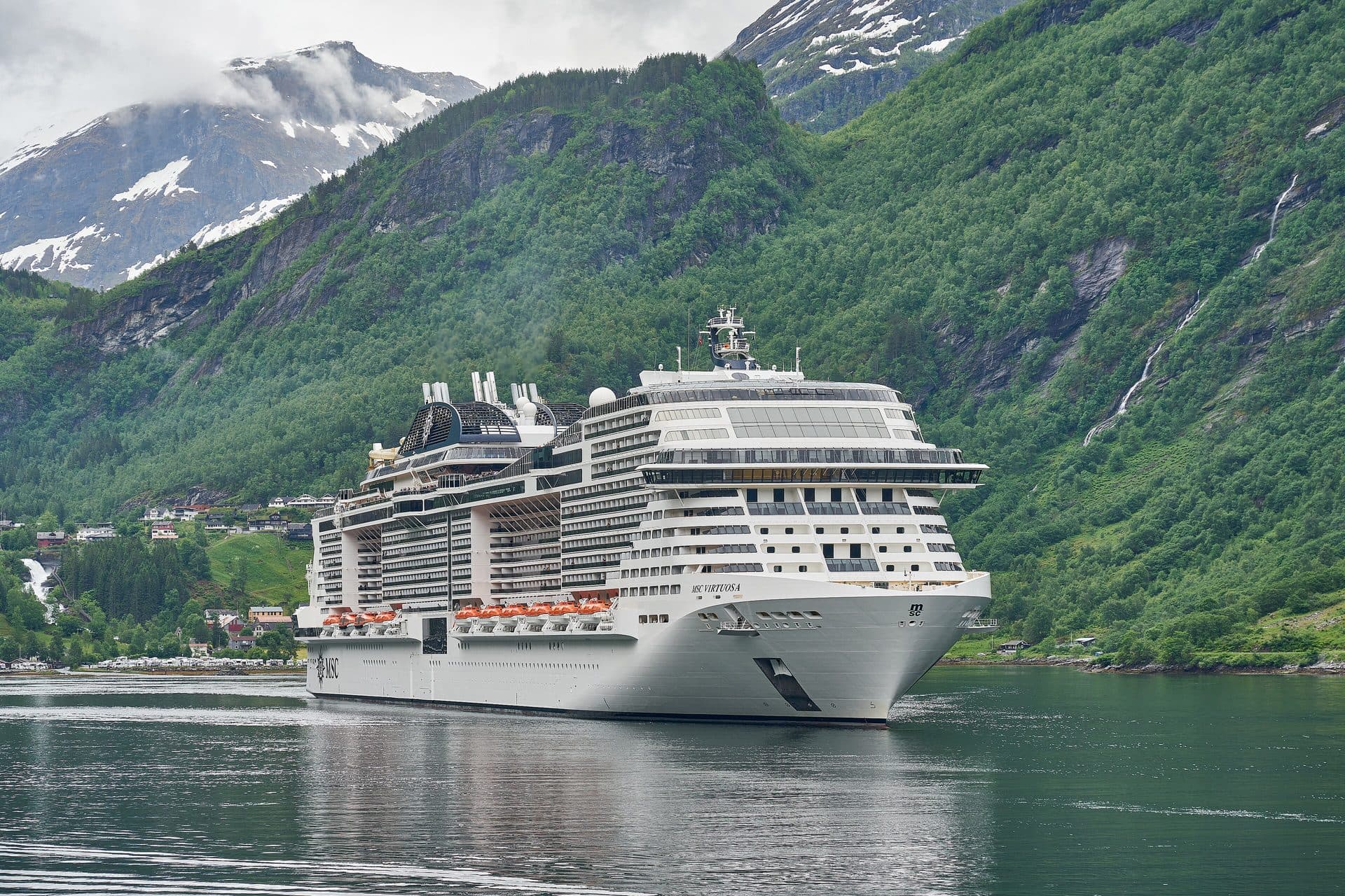 MSC Virtuosa in Geirangerfjord, Norway