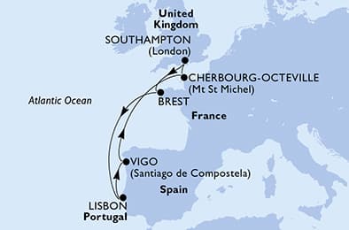 United Kingdom, France, Portugal, Spain