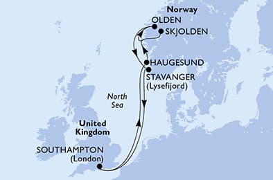 Southampton,Haugesund,Skjolden,Olden,Stavanger,Southampton