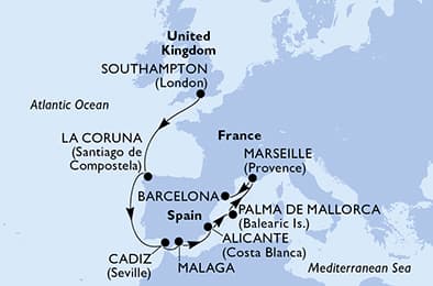 United Kingdom, Spain, France