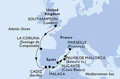 United Kingdom, Spain, France