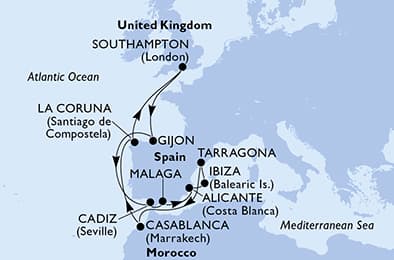United Kingdom, Spain, Morocco