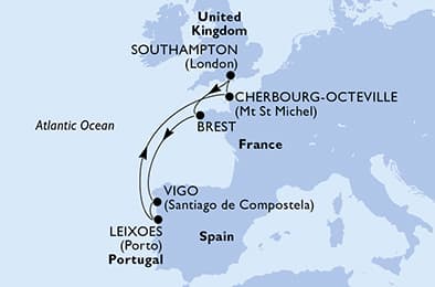 United Kingdom, France, Spain, Portugal